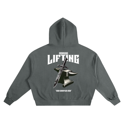 Oversized Cropped "Iron Sharpens Iron" Hoodie (Crusader Collection)
